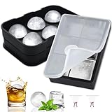 Gucass 2 Stück Eiswürfelform Silikon Eiswürfelbehälter mit Deckel, 5cm 6 Fach Groß Rund Eeiswürfel Kugel und Eeckige Eiswürfelformen, BPA Frei Ice Cube Tray für Whisky Cocktails Wein Obst Schokolade
