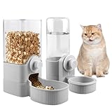 BORDEAG Trinkflasche Kaninchen Automatischer, Hasentränke Automatischer Futter- und Wasserspender 2 Stück, Automatischer Futterspender Hängend für Katzen Meerschweinchen Hamster Kaninchen