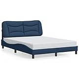 Eleganz Hvar Bettgestell 120x200 cm ohne Matratze - Blaues Stoffbett für Schlafzimmer, langlebig & stabil mit modernem Design - Ideal für kleine Räume