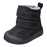 Generisch Hook Loop Low Cut Stiefel wasserdichte Stoff Schneestiefel Kinder Winterschuhe Mädchen Jungen Outdoor Stiefel (Black, 25 Toddler)