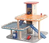 roba Parkhaus, Parkgarage aus Holz mit Lift & Tankstelle (für Hot Wheels geeignet), 1 Stück (1er Pack)