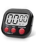 Digitaler Küchentimer Magnetisch Stoppuhr Timer mit Uhr, Timer für Backen, Küche, Studium, Trainingstraining, Count-Up- und Countdown-Uhr (Schwarz)