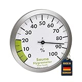 TFA Dostmann Analoges Sauna-Hygrometer, hitzebeständig, zum Messen der Luftfeuchtigkeit, L 120 x B 37 x H 120 mm, Weiß