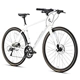 ROCKBROS Spin Trekkingrad 28 Zoll Trekking Bike Aluminium, 20 Gang Fahrrad Scheibenbremse Mountainbike Crossbike Damen und Herren 700C Weiß M