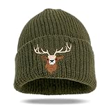GADITIEK Jäger Geschenke, Jagd Beanie Mütze mit Stickerei Herren Winter Warme Unisex Wintermütze Strickmütze Weiche Bündchen und Dickem Warmem Weiche