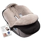 millybo Fußsack Baby Einschlagdecke für Winter geeignet für Kinderwagen Babyschale Babybett Autositz Buggy (600.300 Nylon schwarz- Minky Latte)