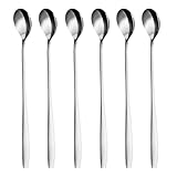 GRÄWE Latte Macchiato Löffel Set, silber, 6-teilig, 22 cm - Lange Löffel für Cocktails & Desserts, Edelstahl, spülmaschinengeeignet