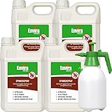 Envira Spinnen-Spray - Spinnenabwehr für Außen und Innen - 4 x 5 Liter + 2L Drucksprüher - Anti Spinnenspray mit Langzeitwirkung - Spinnen vertreiben im Haus & im Garten - Geruchlos & Auf Wasserbasis