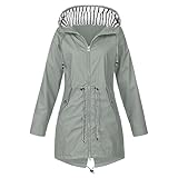 Chanpning Regenjacke Ultraleicht Damen, Jacke Damen Leichter Wasserdichter Regenjacken Mittel und Lang Revers Outdoorjacke Jacke mit Reißverschluss und Kapuze Tragbarer Unisex Regenjacke für Wandern