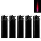 Turbo Sturmfeuerzeug Black ZS 1-10, ROTE Flamme Gas Jet Flame Lighter (5X Schwarz (5 Feuerzeuge))