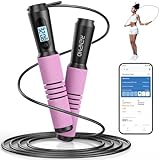 RENPHO Springseil, Smart Fitness Skipping Rope mit APP Daten Analyse, Workout-Jump Rope, Speed Rope für Fitnesstraining, Crossfit, Profi Sport, Springseil für Erwachsene, Damen, Herren, Kinder, Rosa