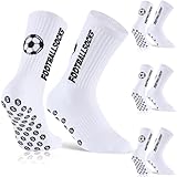 Niofind Fußball Socken, 3 Paar Anti Rutsch Football Socks, Grip Socken Fussball für Herren Damen Kinder, Rutschfeste Sportsocken für Fußbälle Basketball Laufen, Fussball Geschenke,Weiß, 43-46