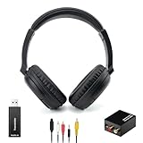 Kabelloses TV-Kopfhörer mit USB Transmitter für Senioren, Bluetooth5.3 Über-Ohr Headset, 30 Stunden Akku, Einziehbarer Kopfbügel TV-Headset, Unterstützung Koaxiale Optische RCA USB Audio Ausgang