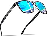 ATTCL Herren Polarisierte Fahren Sonnenbrille Al-Mg Metall Rahme Ultra Leicht UV400 CAT 3 CE (Blau/Verspiegelt)