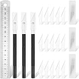 JAXICREY 3 Stück Skalpell Basteln Set, Bastelmesser mit 15 Skalpell Klingen, Cuttermesser Basteln, Exacto Knife, Präzisionsmesser, Bastelskalpell Set für Skulptur, Malmaterialien, DIY