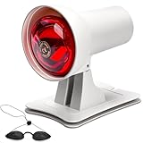 BOOTEEK Infrarotlampe 150W Infrarot Wärmestrahler mit 3 Stufen Timer, Einstellbarer Temperatur & 90° Einstellbarer Winkel, Rotlicht Infrarotlampe für entspannende Muskelermüdung,Inklusive Schutzbrille