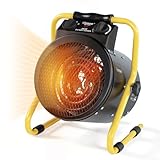 Hoteche Elektrische Heizung 2000W Heizlüfter - IPX4 Wasserdichtes Heizgerät für Baustellen, Indoor& mehr, 293m³/h Luftstrom, Einstellbarer Thermostat, Überhitzungsschutz, Robustes Metallgehäuse