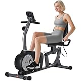 HOMCOM Liegeergometer magnetisch Heimtrainer mit LCD-Anzeige, Fahrradtrainer mit 8 Widerstandsstufen für Zuhause, Fitness, Stahl, Grau