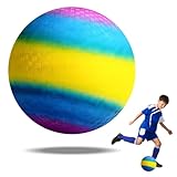 OSDUE Bouncy Kickball, PVC Kinder Spielball, Mehrfarbig Regenbogen Ball Rainbow PVC Soft Ball für Kinder Fußball Softball Kinderball für Drinnen und Draußen - ohne luftpumpe geliefert Wird (8,6 Zoll)