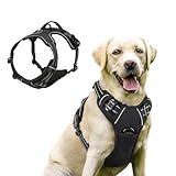Funkeen Hundegeschirr für Kleine, mittelgroße und große Hunde Anti Zug Geschirr No Pull Sicherheitsgeschirr Brustgeschirr Dog Harness Weich Gepolstert verstellbar Atmungsaktiv Schwarz (Schwarz, S)