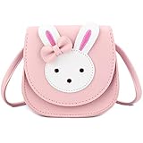 KEREDA Kinder Umhängetasche Mädchen, Niedlicher Hase CrossBody Tasche, PU Leder Prinzessin Mini Handtasche 2-8 Jahre