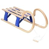 vidaXL Klappschlitten Rodel Schneeschlitten Rodelschlitten Klapprodel Hörnerrodel mit Zugseil Metallläufern Winter 110cm Sperrholz