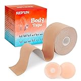 REFUN Klebe BH Push Up Große Brust Boob Tape BH Rückenfrei Trägerloser BH Push Up 2 Wiederverwendbare Unsichtbar Silikon Brüste Nippelpads Body Tape für Abendkleider, Ballkleid, Hochzeitskleid