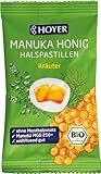 HOYER Manuka Honig Halspastillen Kräuter Bio ohne Mentholzusatz - Mit echtem Manukahonig, MGO 250+ - Wohltuend für Hals & Rachen - 30 g