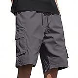 Generisch Sommershorts Herren Cargo Shorts Sommer Freizeithose Leichte Luftige Bermuda Shorts Lockere Passform Kurze Jogginghose Atmungsaktive Fitnesshose Sport Sportshorts