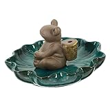 TOPPERFUN Keramischer Rückfluss Weihrauchbrenner Frosch Aroma Censer für Wohnzimmer Schlafzimmer und Büro Kreatives Tischornament für Aromatherapie und Meditation