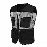 Hautenges Top Herren Casual Outdoor Arbeit Angeln Reisen Foto Cargo Weste Jacke mehrere Taschen Real Trainingsanzug Herren (Black, XXL)
