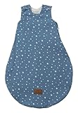 Baby Schlafsack Esel Emmi aus Musselin mit Jerseyfutter, Neugeborenenschlafsack Größe 50/56, jeansblau, TOG 0,50