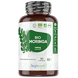 Bio Moringa - 1650mg Moringa Oleifera Pulver - 180 vegane Kapseln für 2 Monate - Zertifiziertes Superfood - 3 Kapseln Täglich - Geprüfte Zutaten, Ohne Zusätze & Gentechnik - WeightWorld