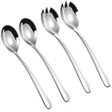 Salatbesteck Set, 2 Stück Salatlöffel aus Edelstahl und 2 Stück Salatgabeln aus Edelstahl für Küche, Esszimmer