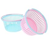 VILLFUL 2 Stück Teiliges Kunststoff Aufbewahrungskorb Henkel Stapelbar und Robust Belüftet für Badezimmer Küche Büro und Vielseitige Haushaltsorganisation in Blau und Rosa