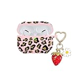 AGAOSH Schutzhülle für Airpods Pro 2. Generation, Erdbeer-Charm-Schlüsselanhänger, Kawaii-Herz, Blume, Gänseblümchen, Schlüsselanhänger