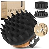 BAMBUA Kopfhaut Massagebürste - (3 AUFSÄTZE) vielseitige Kopfmassage Bürste mit Anti-Schuppen Effekt - Premium Haar Massagebürste Haare - Utensilienset inkl. E-Book „Gesunde Kopfhaut“ (Schwarz)