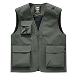 Vekewsap Herren Arbeitsweste Ärmellos Anglerweste Schnelltrocknend Funktionsweste Fotoweste Safariweste Leichte Atmungsaktiv Outdoorweste Jagdweste Quick-Drying Vest Mit Vielen Taschen