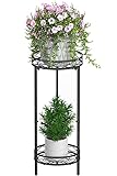 Bomclap Metall Pflanzenständer für den Innenbereich, 2 stufiger hoher Blumenständer Pflanzenständer 70x29 cm, Blumentopf Ständer Blumentopfhalter für Garten, Terrasse und Wohnkultur, Schwarz