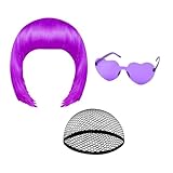 Bob-Perücke für Damen, Neon-Kopfschmuck für Role Play, Halloween-Perücke für Kostüme, Theater, Karneval und Konzerte