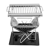 Leftwei Tragbarer Barbecue-Grill, 304 Edelstahl, 3-stufige Höhenverstellung, Zusammenklappbarer Holzkohlegrill für Outdoor-Kochen, Camping, Wandern, Picknicks, Garten, Strandparty
