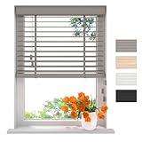 Radeco® Holzjalousie innen hellgrau 60 x 130 cm, 50mm lamellen von Bambus Holz, innenjalousie, Bambus holzjalousie, jalousien, Bambus Jalousie, Fenster jalousien innen