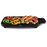 Tefal Plancha Booster Tischgrill, 2200 W, extra große Grillfläche, Boost-Zone, 6 Temperaturstufen, durchgängige Grillplatten, inklusive Fettablaufrinne, Thermo-Spot, Schwarz, CB6428