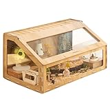 MEWOOFUN Hamsterkäfig aus Holz mit schräg öffnender Käfigtür, Hamsterhaus, Kletterleiter, Hamsterhaus für Rennmäuse, syrische oder andere kleine Haustiere, Kleintierkäfig 103 x 58,6 x 61,3 cm