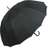 iX-brella Stockschirm 16teilig Full-Fiber mit Automatik - super stabil schwarz - 105cm