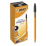 BIC Kugelschreiber Orange fine/ 20 Kulis in Schwarz – Strichstärke 0,35 mm - fein – Dokumentenecht