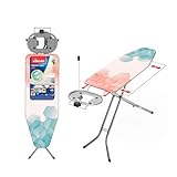 Vileda Bügelbrett Perfect 2 in 1 Plus, mittlere Oberfläche, 122 x 44 cm, bewegliche Bügeleisenablage und ausziehbarer Metallarm, Kunststoff, Grün, grau
