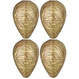 Wespennest Attrappe Set, 22x28cm, 4 Stück, Wetterfeste Wespenabwehr zum Aufhängen, Künstliches Hornissennest mit Befestigungsdraht