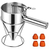 Sopito Teigportionierer, 1200ml Pfannkuchen Teigspender Edelstahl Trichter Küche Multi-Kaliber Edelstahl Trichterkuchen-Spender mit Ständer Großartig für Pfannkuchen Desserts