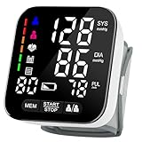 Axets® Blutdruckmessgerät Handgelenk mit Arrhythmie-Erkennung, vollautomatisch präzise Blutdruck- und Pulsmessung, farbigem Risiko-Indikator, 2×99 Speicherplätze, für Handgelenke 13,5-21,5 cm